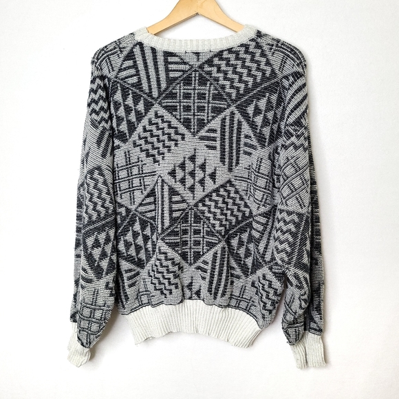 90s vintage patchwork crew neck dad sweater Grandpacore - Picture 5 of 6